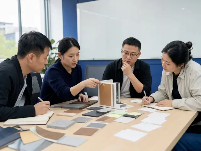 团队围绕工作任务协作讨论的场景示意